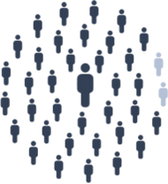 an assortment of blue person icons in a circle