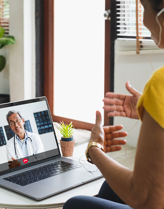 patient having a virtual visit with a doctor