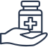 icon of a hand holding a pill bottle
