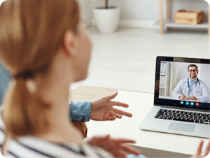 doctor on laptop screen video call